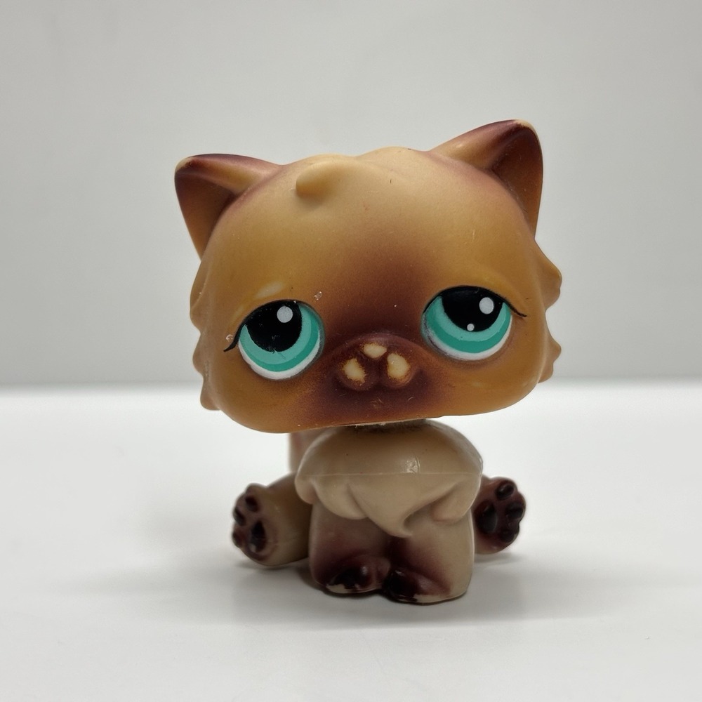 Littlest Pet Shop Persian Cat Brown #22 Aqua Eyes LPS Hasbro